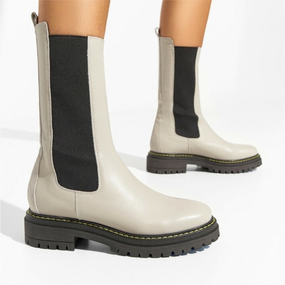 Pinko Gray Natalie Stivale Lug Boots Sz 36 or 6 - Picture 2 of 16